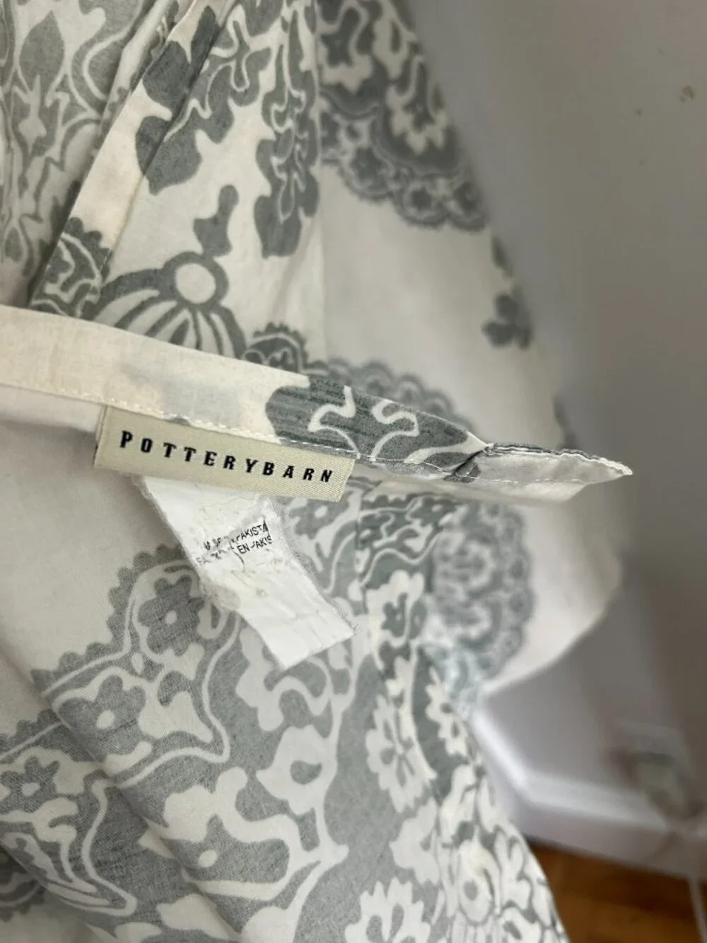 Pottery Barn Grey and Cream Shower Curtain